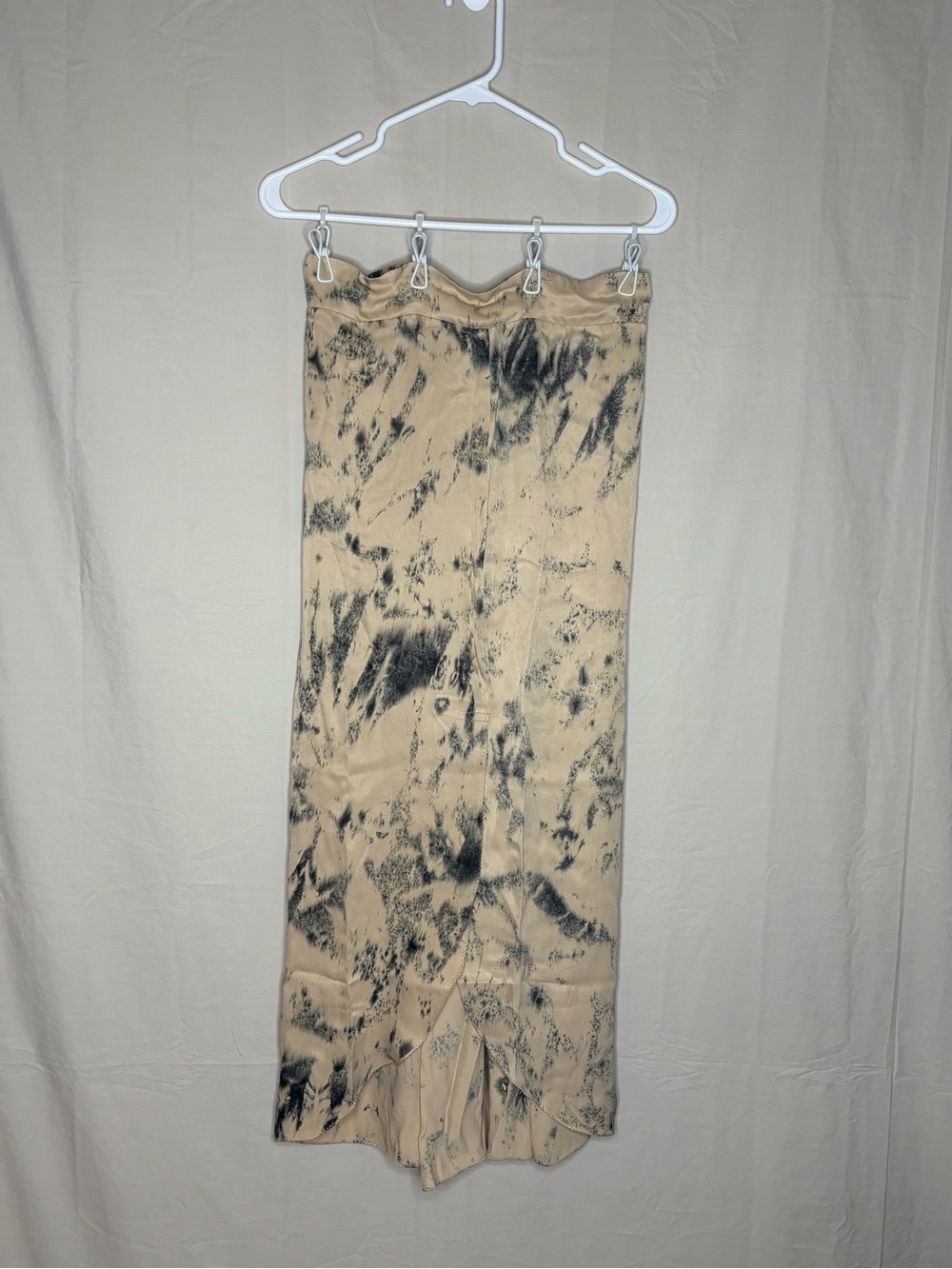 Rabens Saloner Hand-Dyed Tie-Dye Skirt - Beige & Gray - Size Large